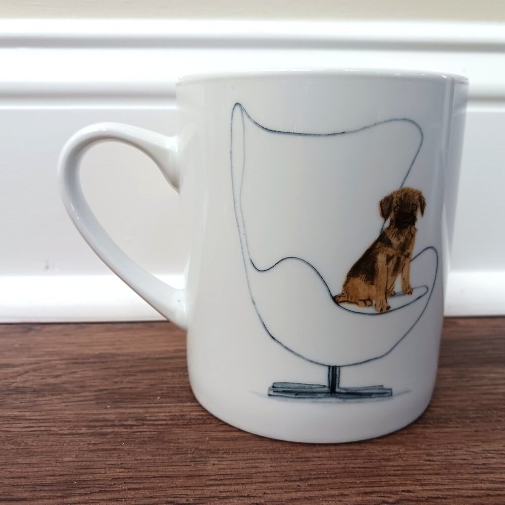 Magpie Jo Clark Design Sit! Scruffy Dog Terrier in Chair Coffee Mug Cup 14‎ oz